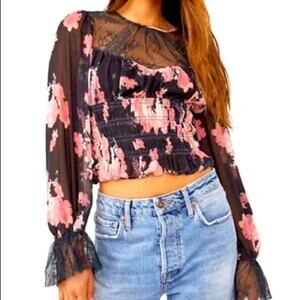 FREE PEOPLE Daphne Blouse in Midnight Combo Size XS